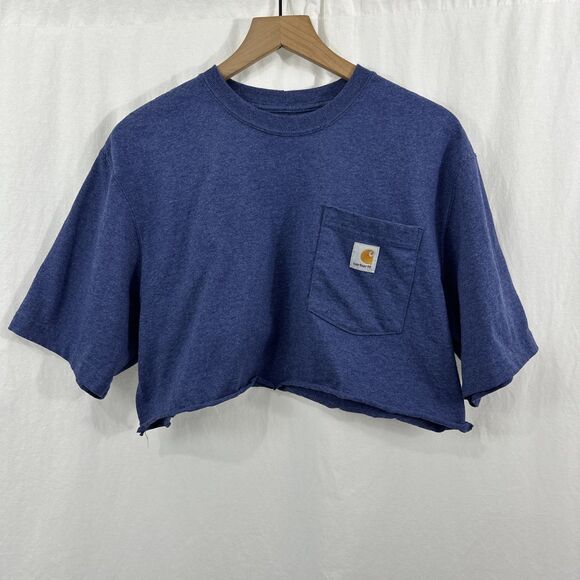 Carhartt Blue Short Sleeve Cropped Tee Shirt Womens Size M Original Fit *READ - Picture 1 of 5